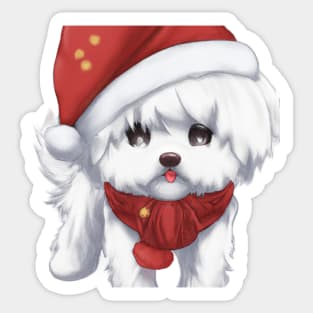 Cute Maltese Dog Drawing Sticker